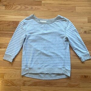 Blue and grey striped loft crewneck